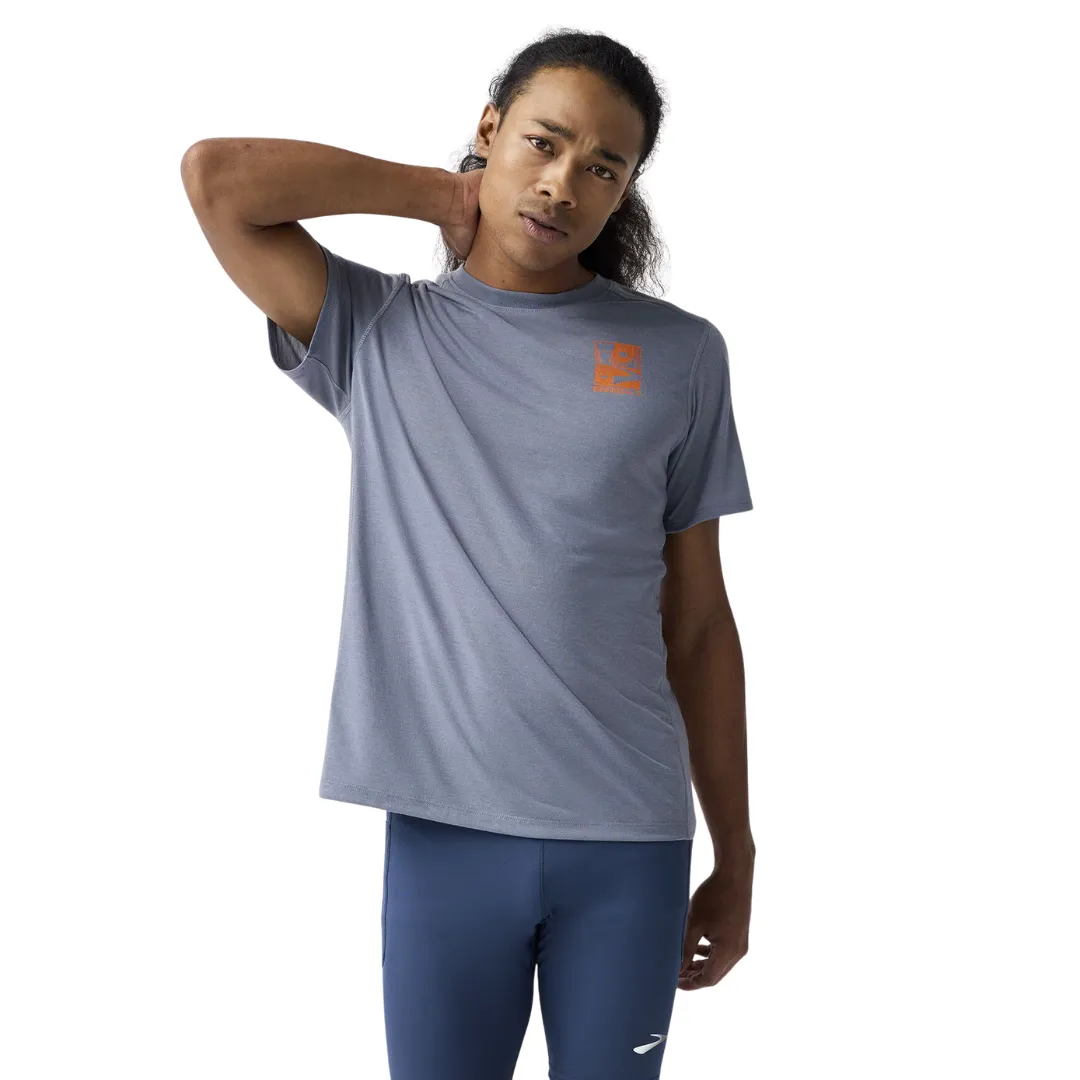 Microfiber texture Smooth Seam Technology Brooks Mens Distance S/S Tee 3.0 AW25