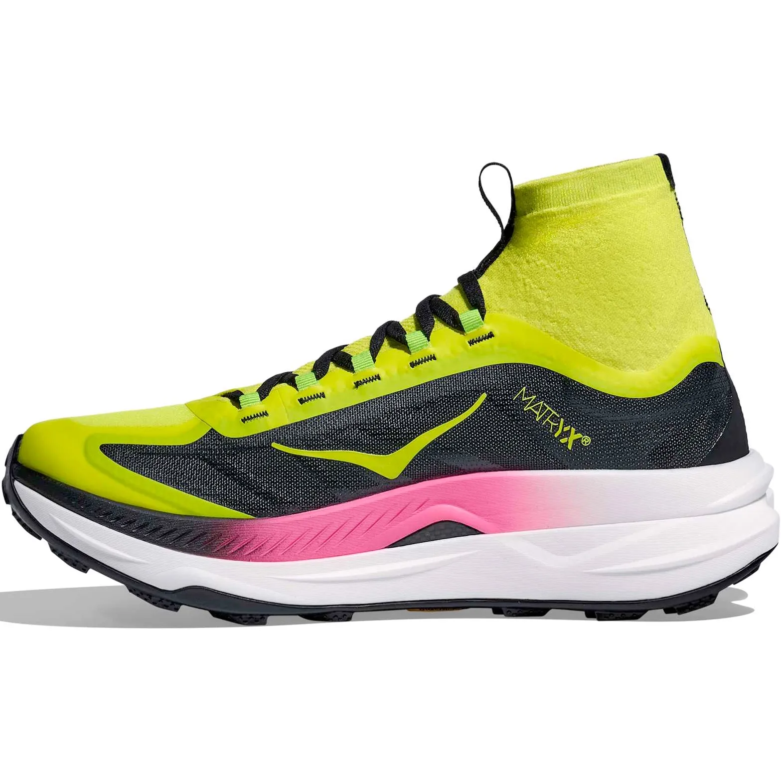 Men's Tecton X 3 Trail Running Shoes Neon Hoka Citrus / Black impact absorb shoes Structured Cushioning