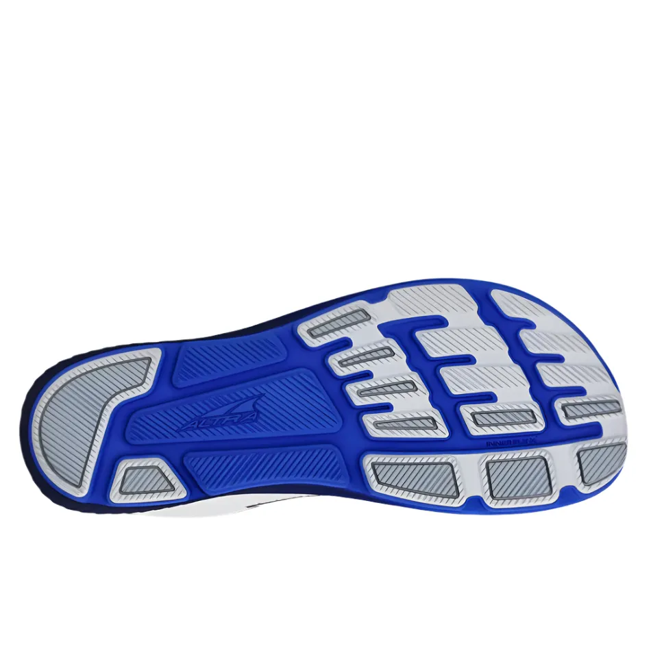 Altra Men's Escalante 4 Running Shoes in White/Blue AW25 breathable shoe characteristics Elastic Gaiter Integration