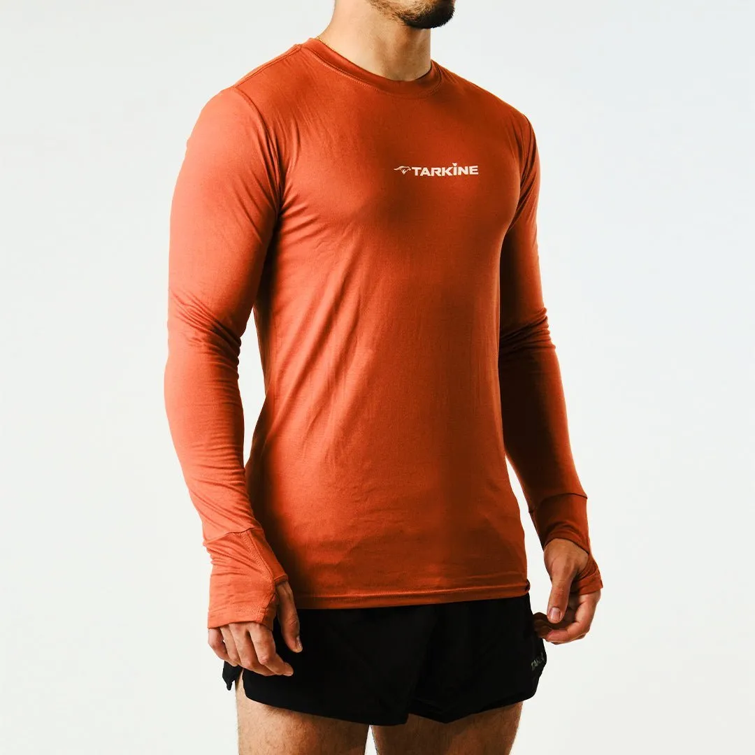 Trendy Wearable Men's Tarkine Long Sleeve  Ultra-Eco Run Tee (Orange/Standard Thickness)