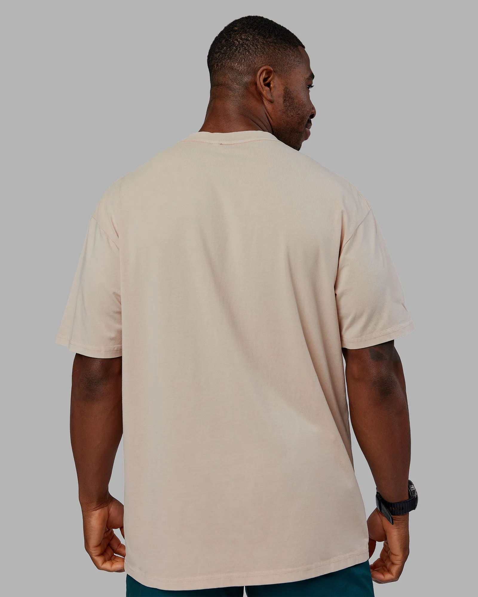 Journey FLXCotton Oversized Tee - Washed Shale Beige-Dark Moss sequined details Cool and Chic