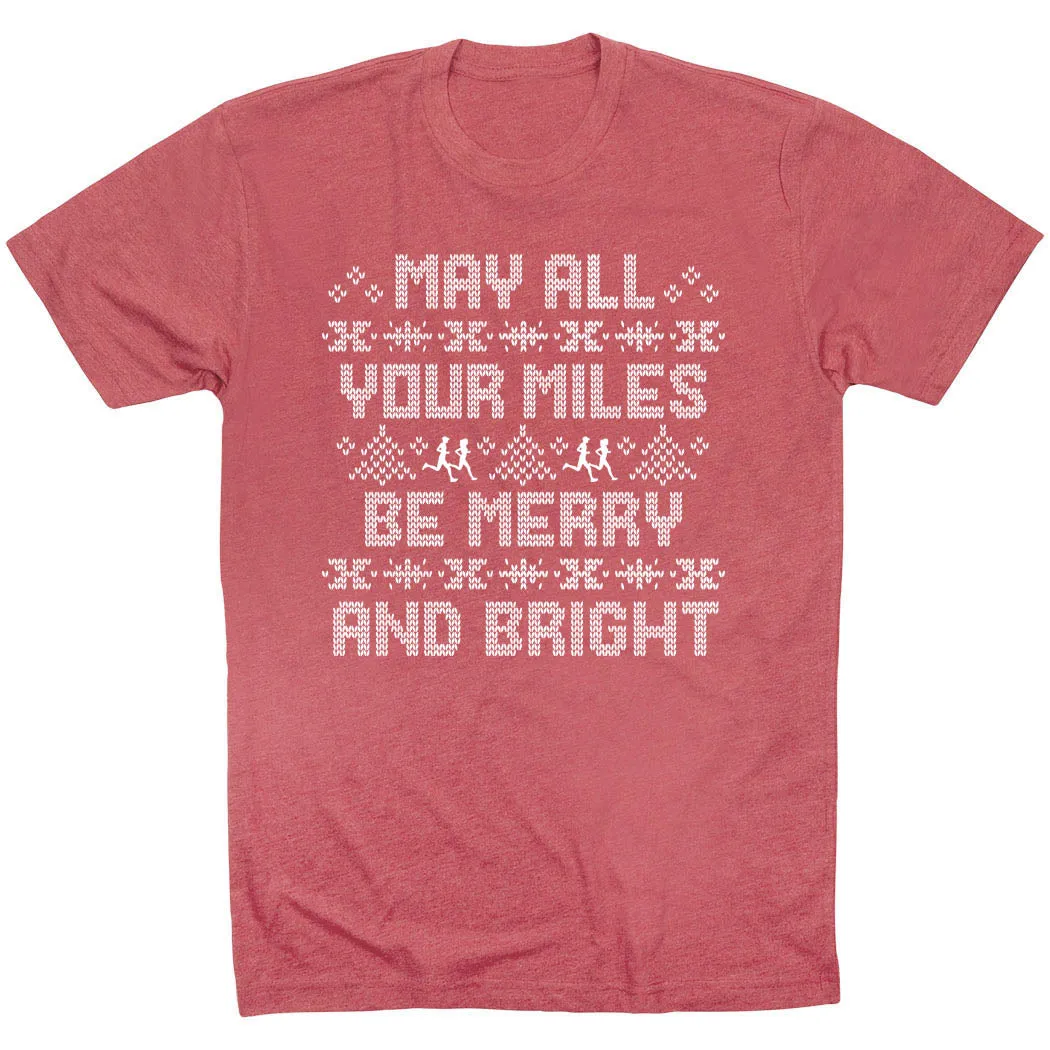 Layering Piece Running Short Sleeve T-Shirt -  May All Your Miles Be Merry and Bright