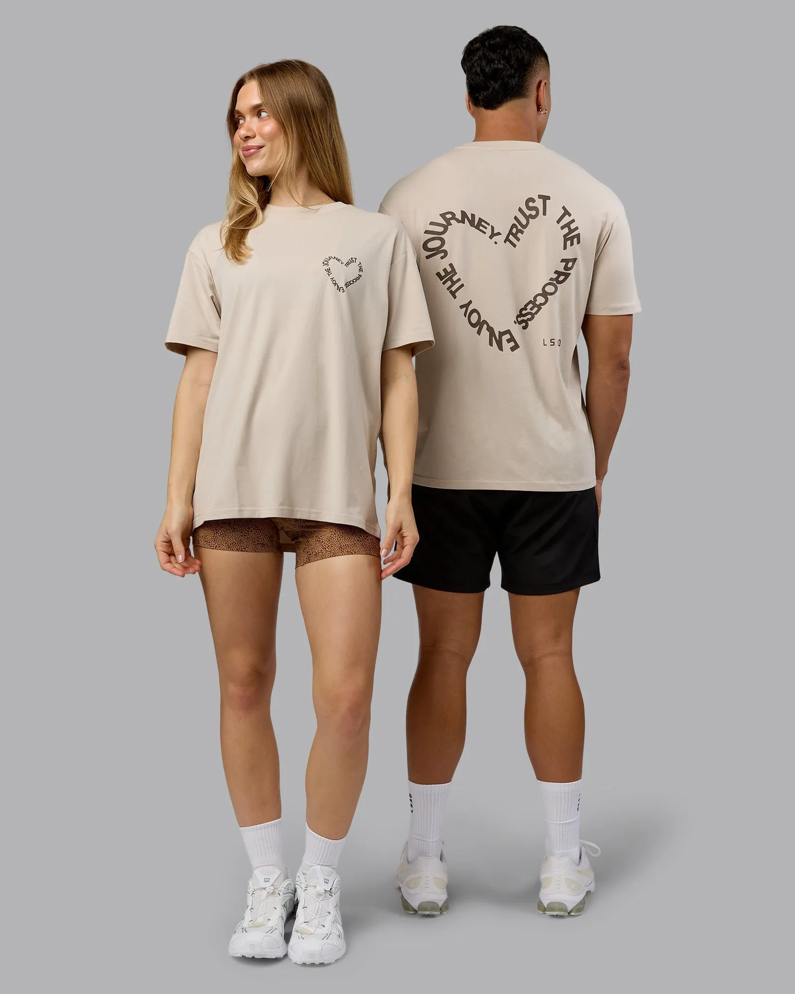 Casual Comfort Top Soft Finish Love The Process FLXCotton Oversize Tee - Shale Beige-Choc