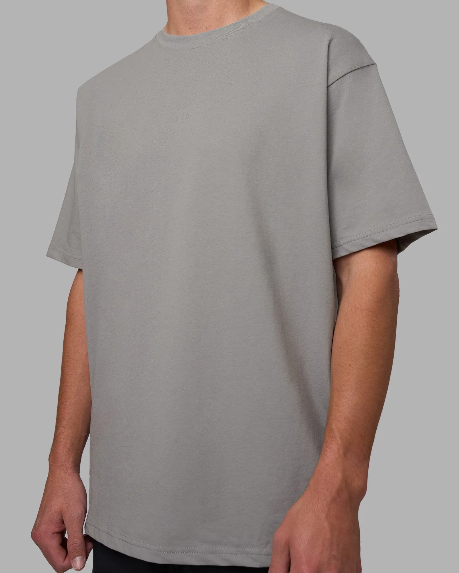 Wide Neck Opening Anti Bacterial Treatment Base FLXCotton Tee Oversized - Circular Grey