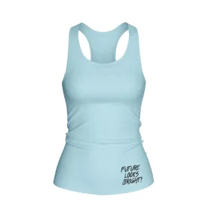 Smooth Seam Technology Women's Future Looks Bright Sky Blue Solid Print Performance Midi Tank