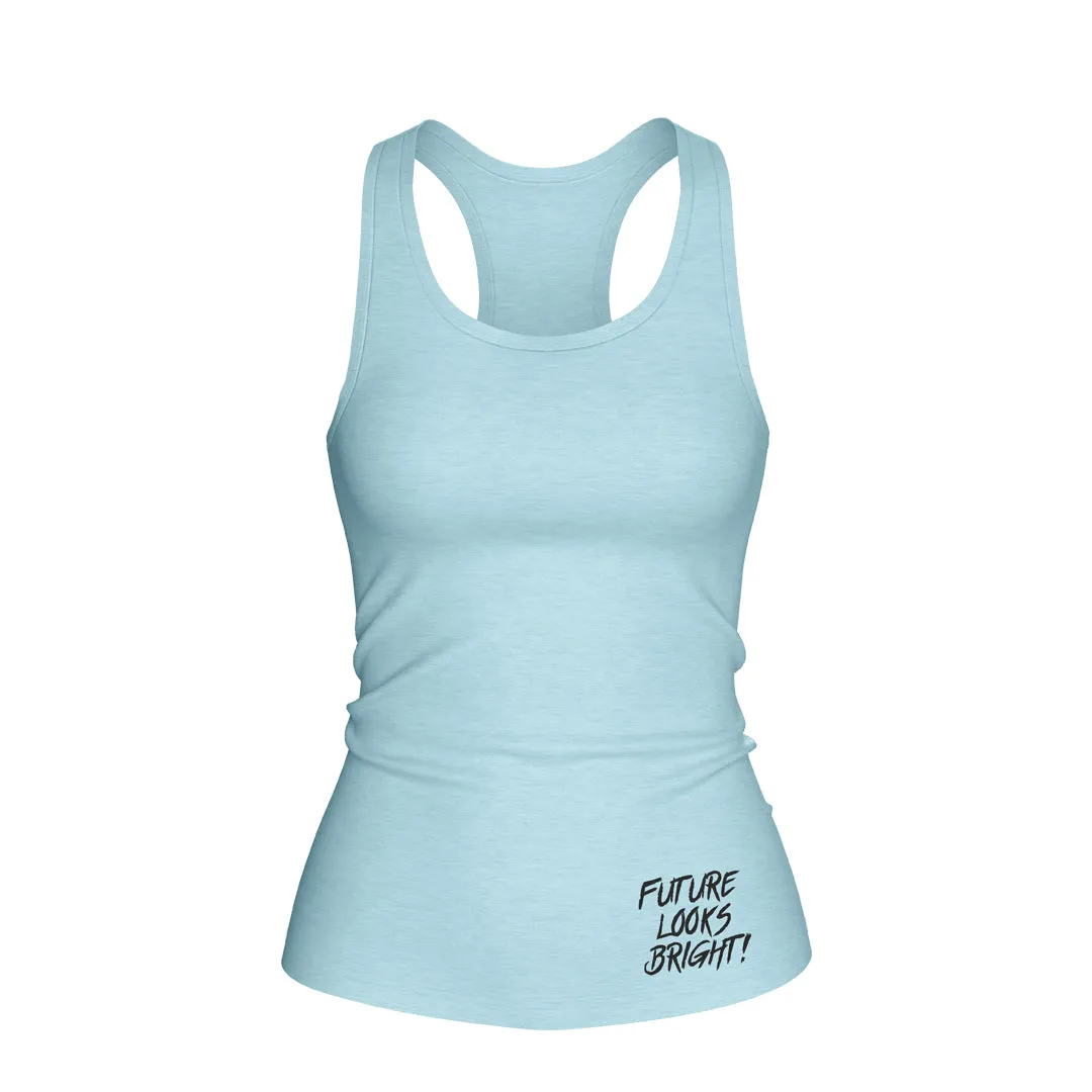Smooth Seam Technology Women's Future Looks Bright Sky Blue Solid Print Performance Midi Tank