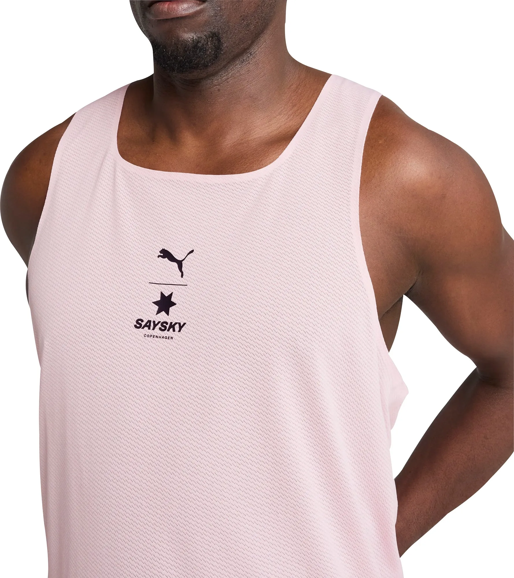 Puma X SAYSKY Mens Running Vest - Pink Heritage - preserving