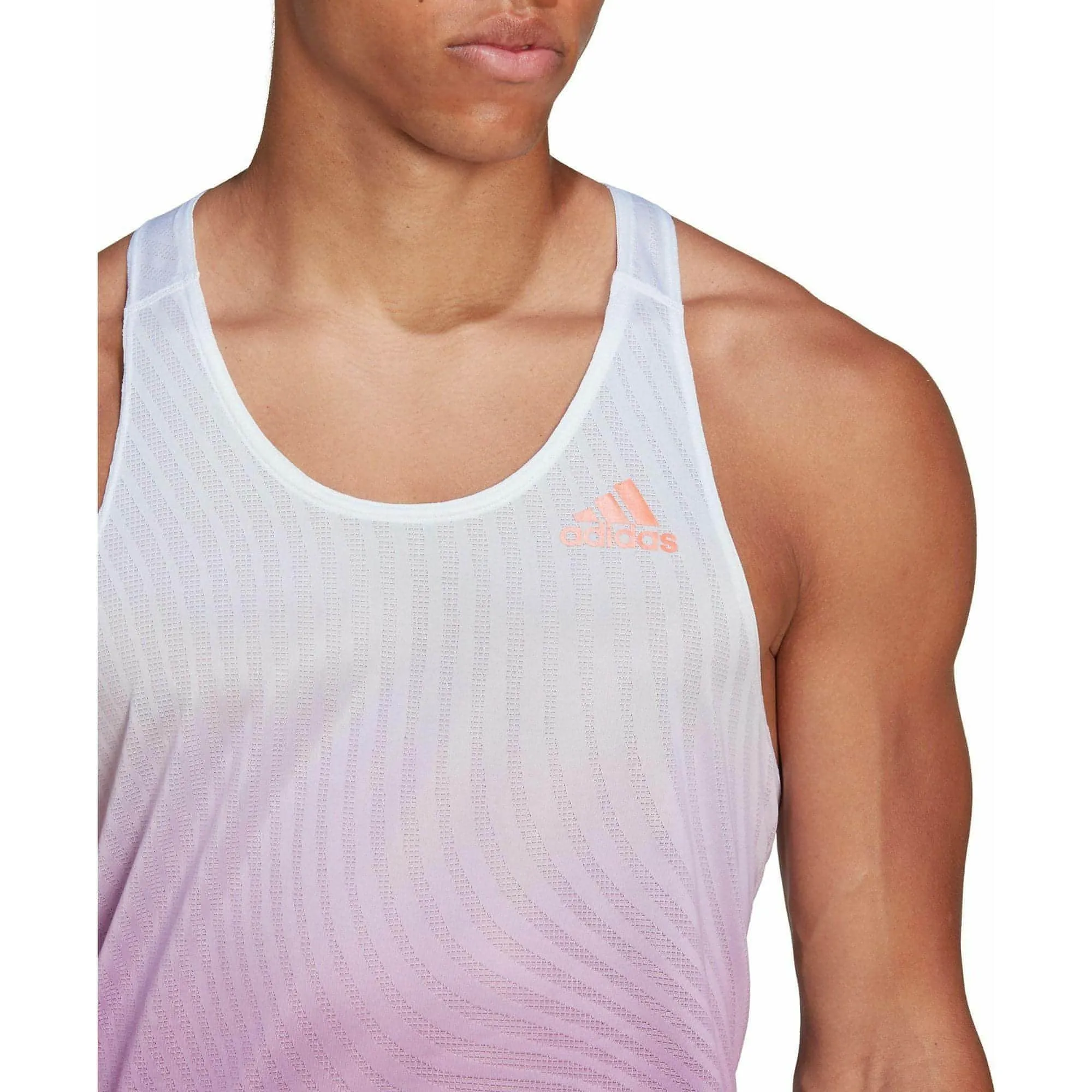 Air - defense - related Airflow Channel Design adidas Adizero Engineered Mens Running Vest - Purple