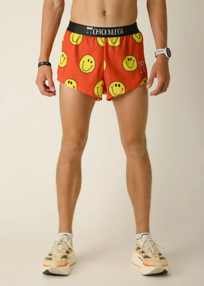 Men's Smiley 2" Split Shorts Port Pocket Design Everyday Fit