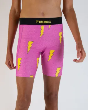 Men's Pink Bolts 8" Half Tights Recycled Polyester Blend