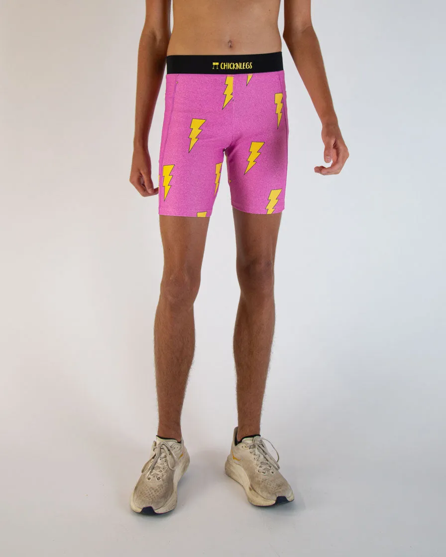 Motion Fabric Chic Fit Men's Pink Bolts 8" Half Tights