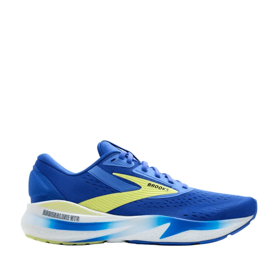 Injected Phylon Midsole Midfoot Support Cage Brooks Men's Adrenaline GTS 24 Running Shoes 2E Width (Wide fit) in Cobalt/Neo Yellow/Peacoat SS25