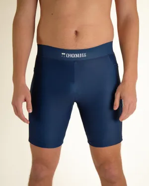 Men's Navy Blue 8" Half Tights High Waisted Support