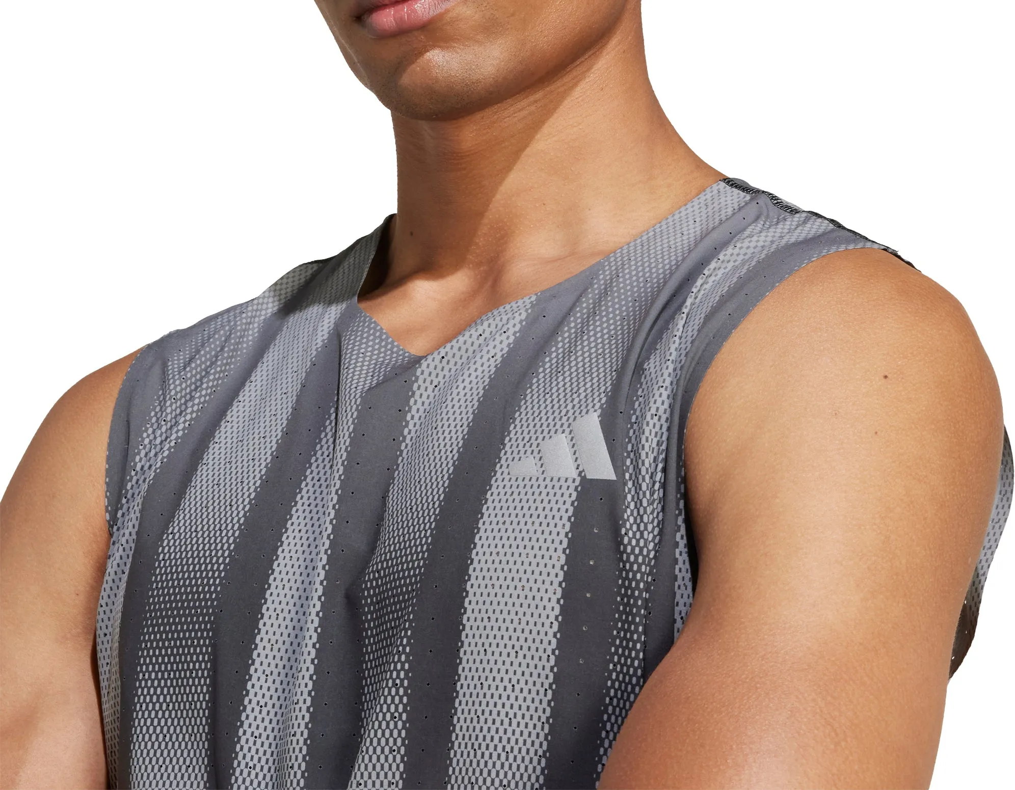 square shape adidas Adizero Pro Mens Running Vest - Grey