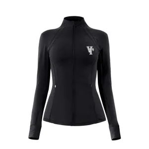 Women's Valuetainment VT Logo Black Performance Full Zip Up Jacket Flexible Cuff Design Sporty and Stylish