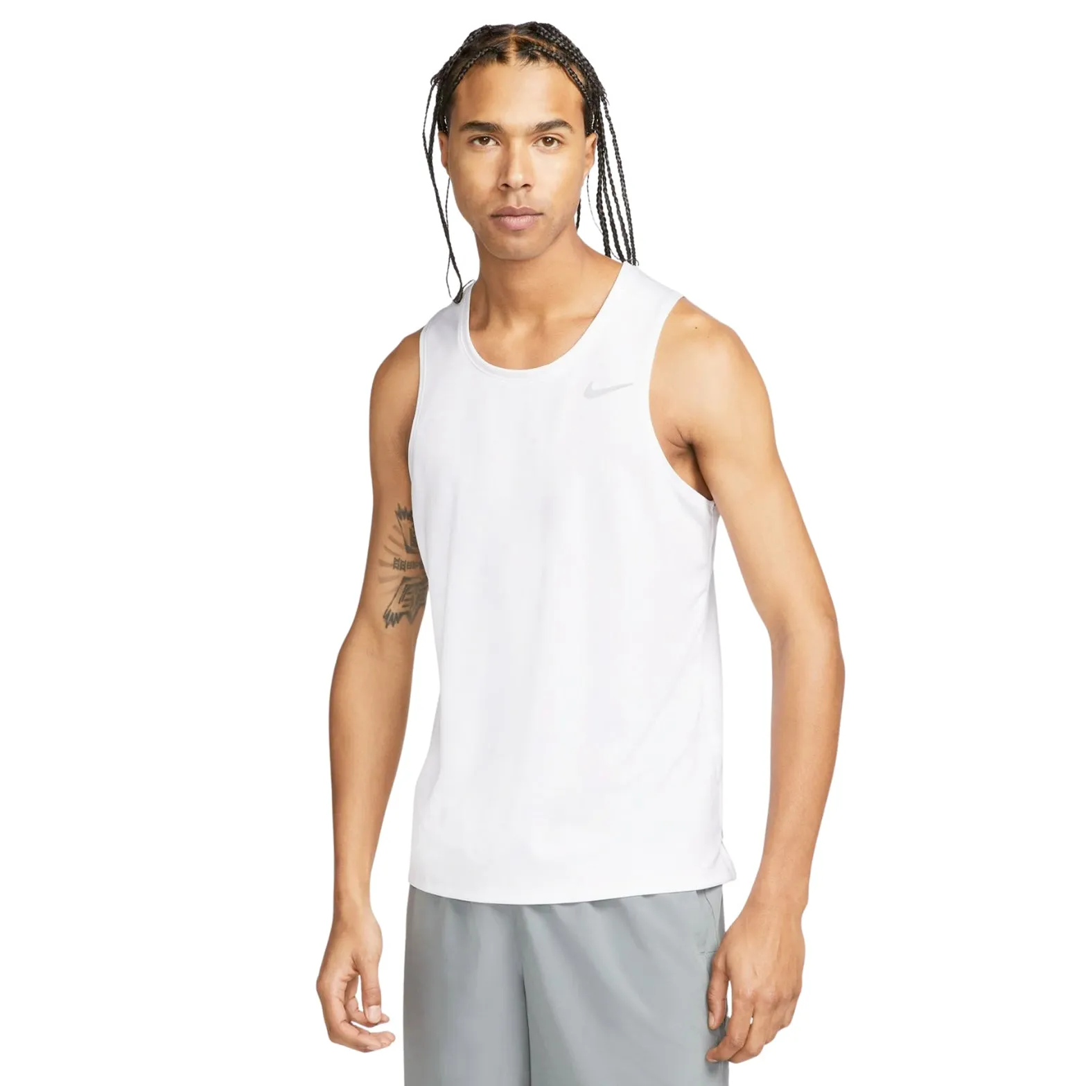 Nike Men's Dri-FIT Miler Tank White / Reflective Silver support role