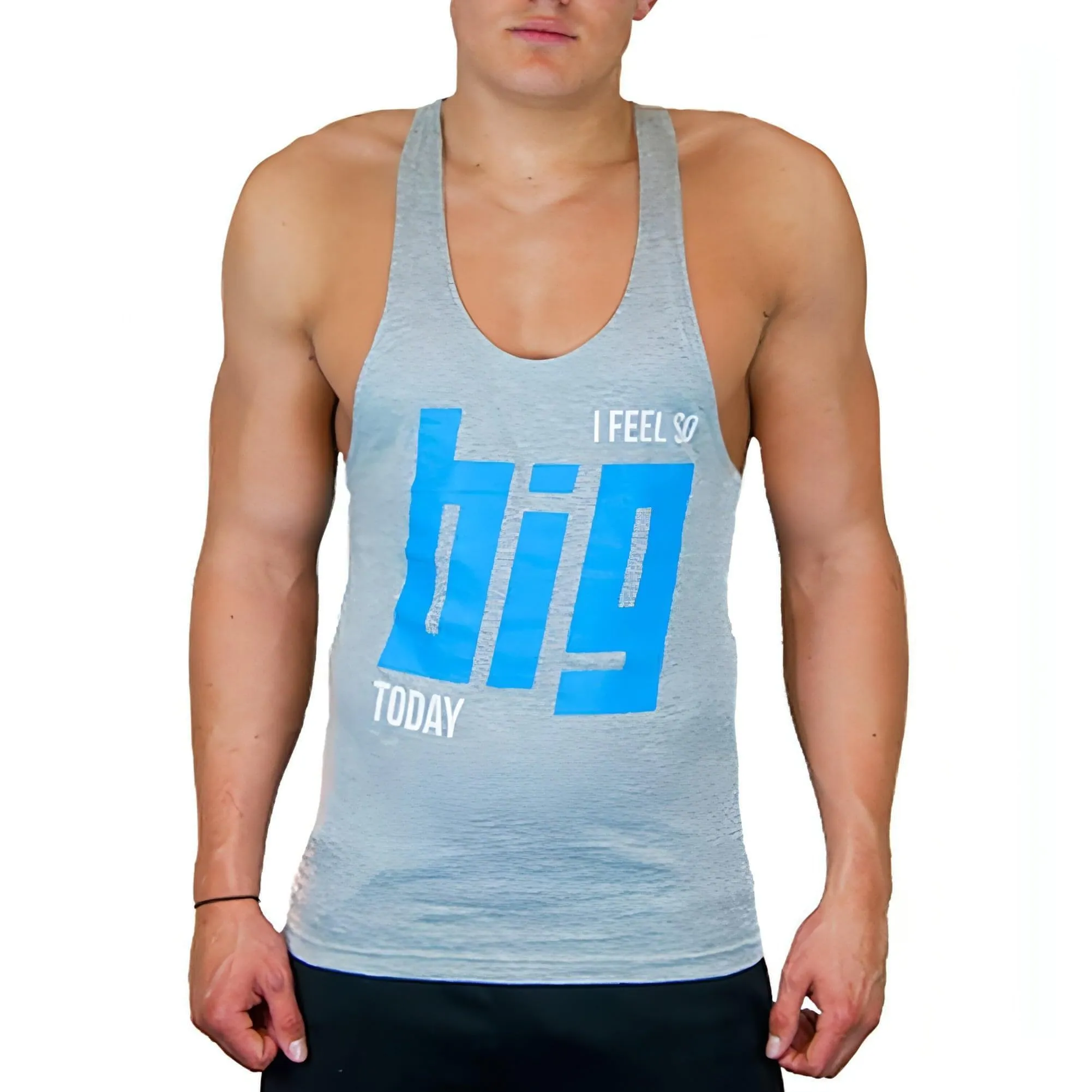 mass production CoreX Fitness I Feel So Big Today Stringer Mens Training Vest - Grey