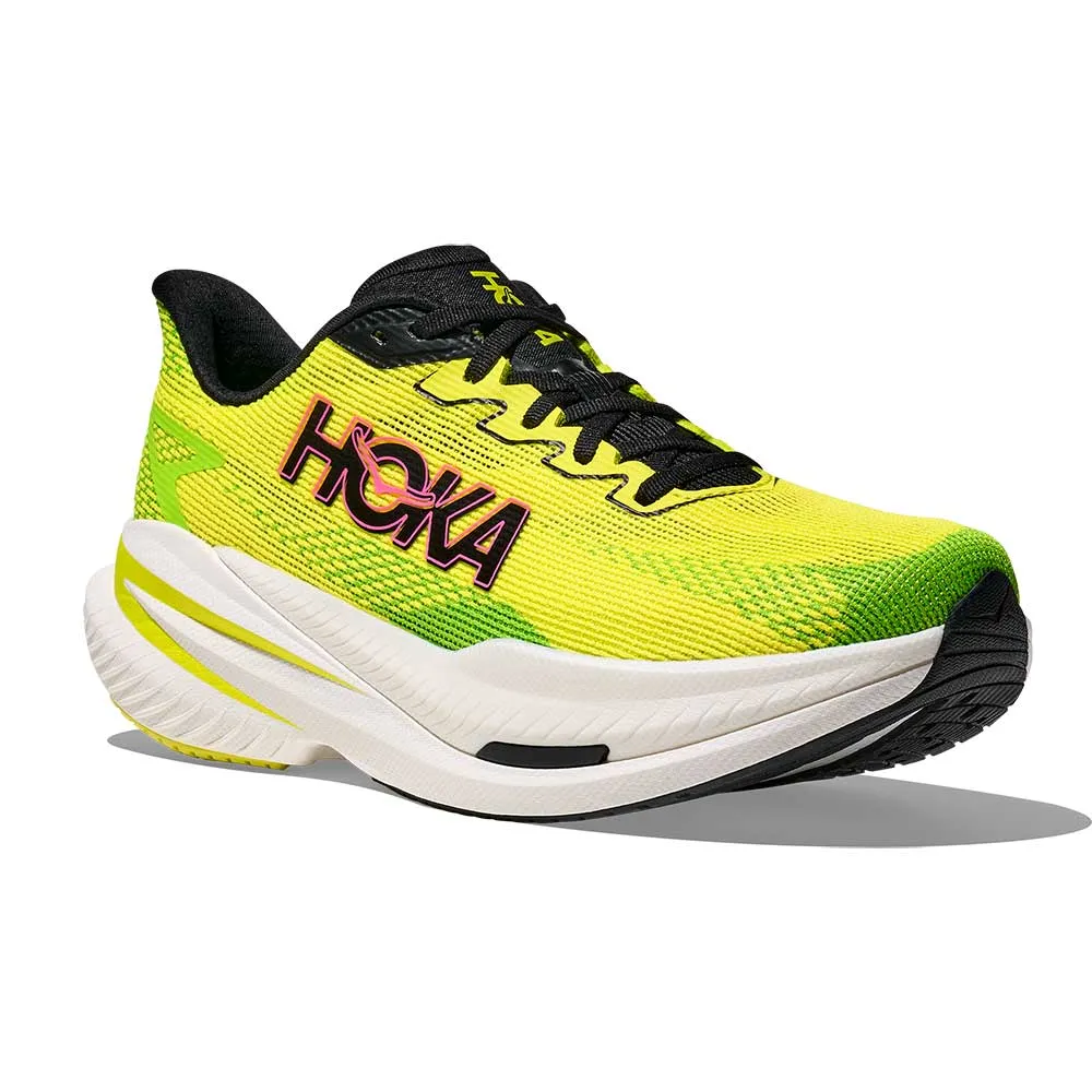 Stretchable Tongue Agile Men's Mach X 3 Running Shoe - Neon Hoka Citrus/Neon Lime - Regular (D)