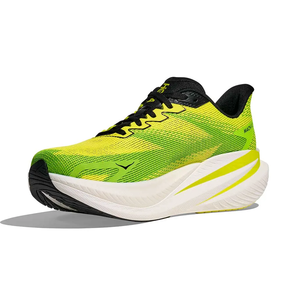 short - distance - runner Men's Mach X 3 Running Shoe - Neon Hoka Citrus/Neon Lime - Regular (D)