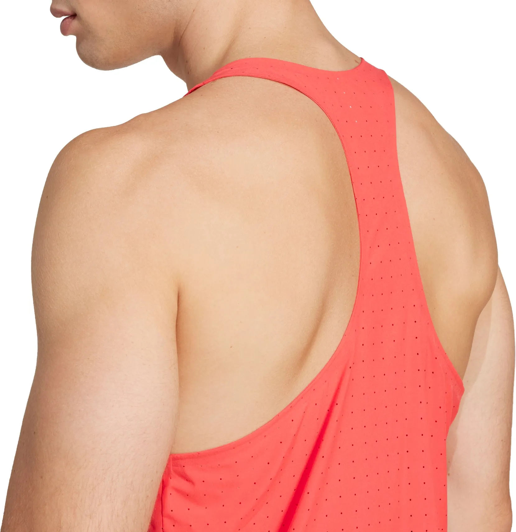 adidas Adizero Road To Records Mens Running Vest - Red Low vibration