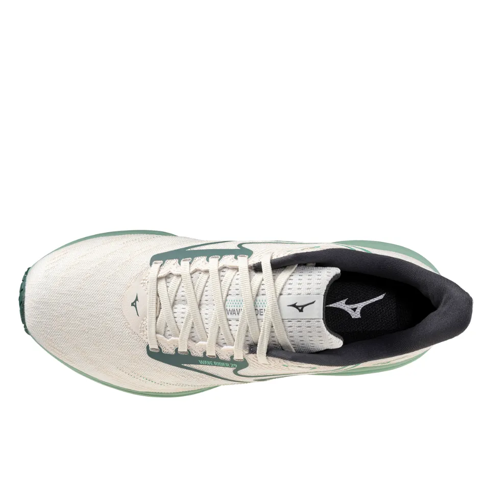 tennis shoes Mizuno Men's Wave Rider 29 Running Shoes in Snow White/Bistro Green/Cr??me De Menthe AW25