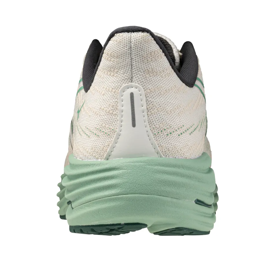 Adaptive cushion Enhanced Airflow System Mizuno Men's Wave Rider 29 Running Shoes in Snow White/Bistro Green/Cr??me De Menthe AW25