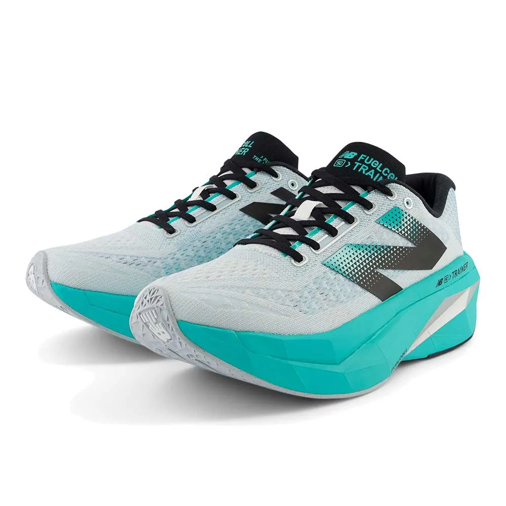 Men's FuelCell SuperComp Trainer v3 Running Shoe - White/Cyber Jade - Regular (D) running in snowy weather