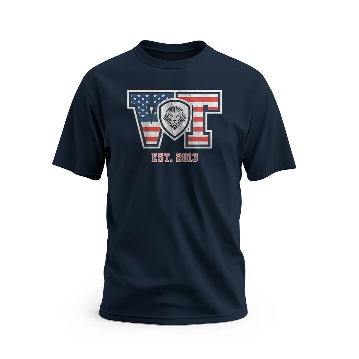Durable Material futuristic Collegiate VT Short Sleeve Tee - Navy