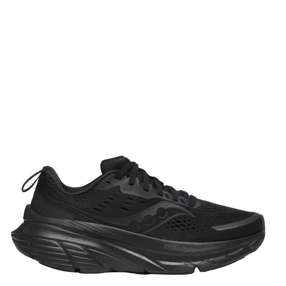 Seamless Bonding Construction Flexible Comfort Saucony Men's Guide 18 Running Shoes in Triple Black - Online Exclusive