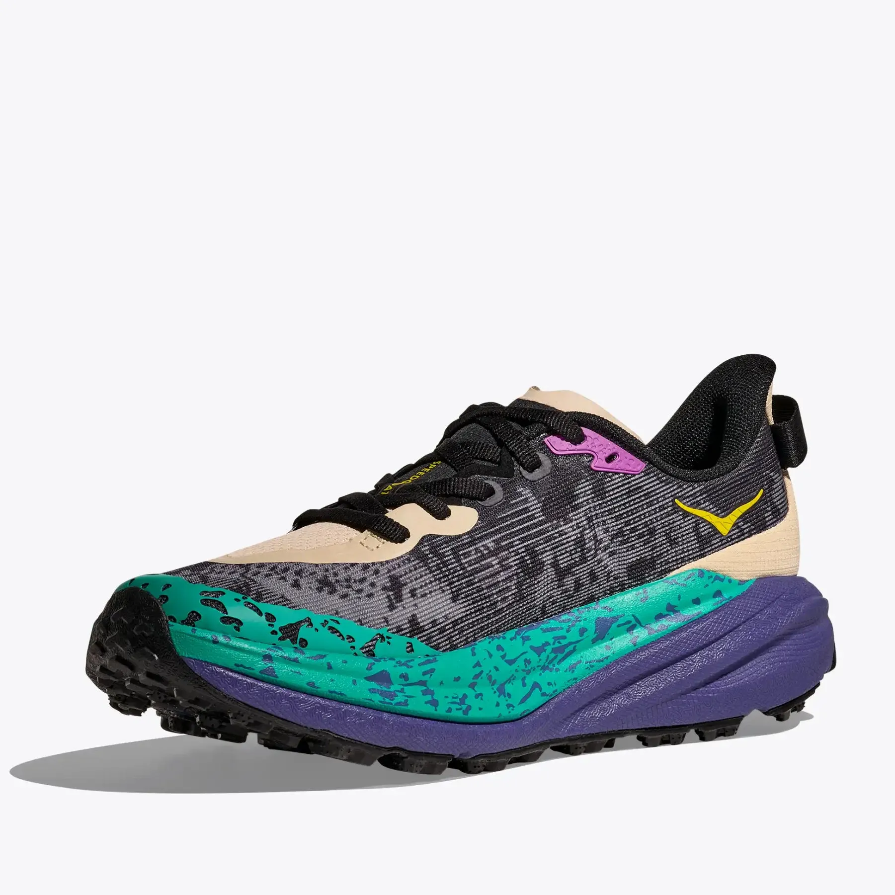 Men's Speedgoat 6 Trail Running Shoes Oatmeal / Mountain Iris Moisture Wicking Lining Enhanced Stability