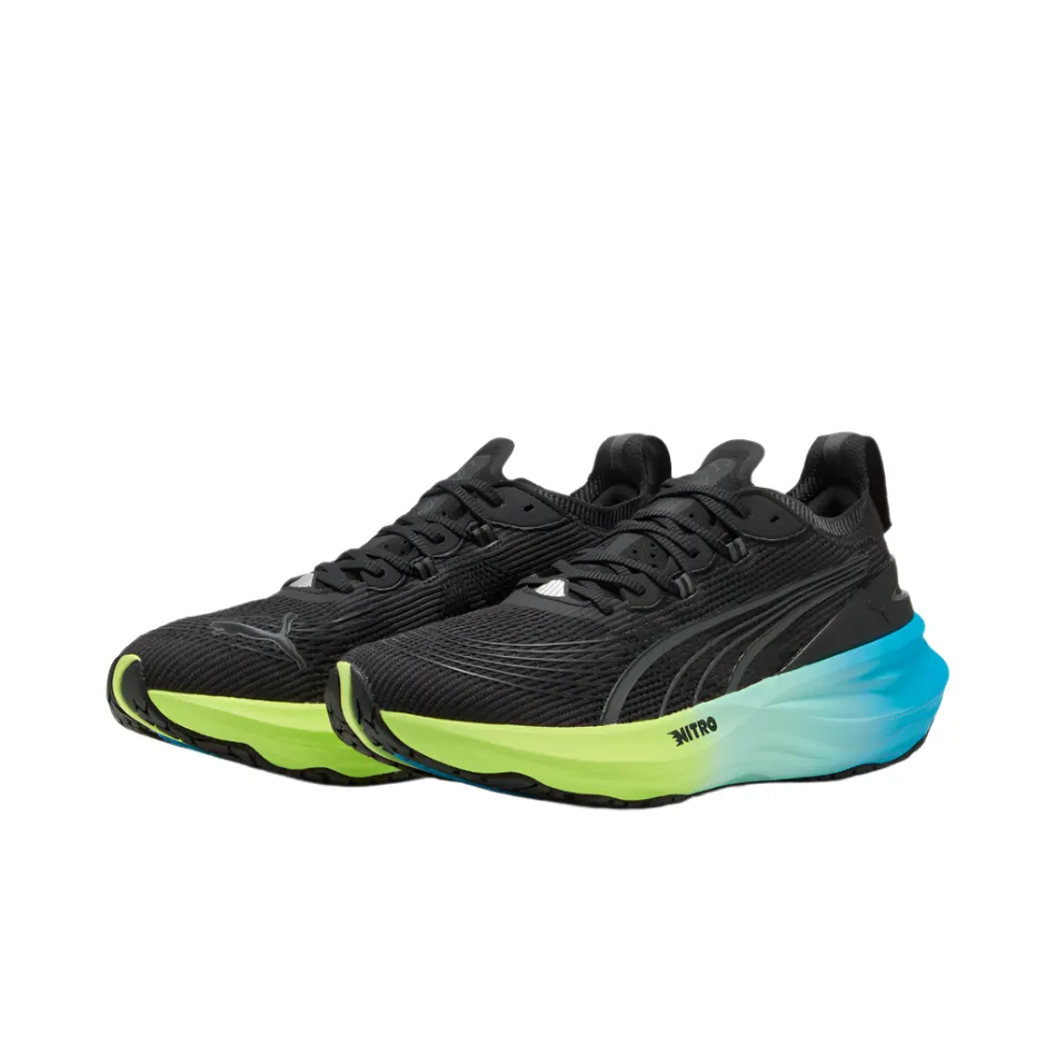 PUMA Men's Foreverrun NITRO 2 Running Shoes in PUMA Black/Fizzy Light/Speed Blue AW25 Ergonomic Sole Contour Anti   Abrasion