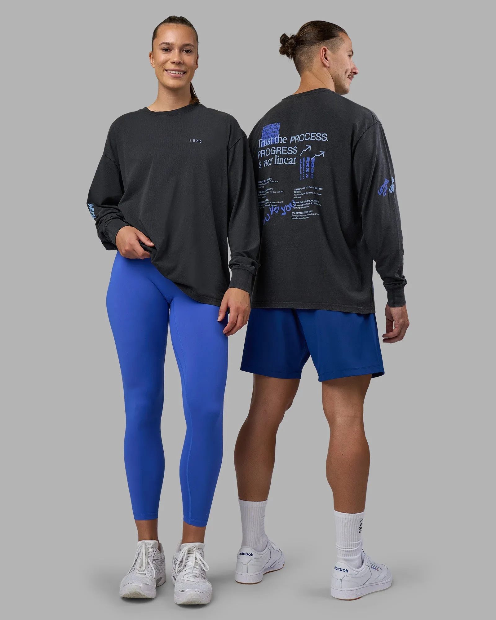 Quick Drying Cali FLXCotton Oversized Long Sleeve Tee - Black Washed