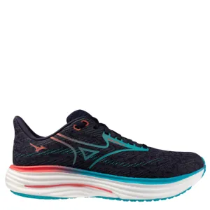 Odor Free Enhanced Heel Cup Mizuno Men's Wave Rider 29 Running Shoes in Odyssey Gray/Capri Breeze/Calypso Coral AW25