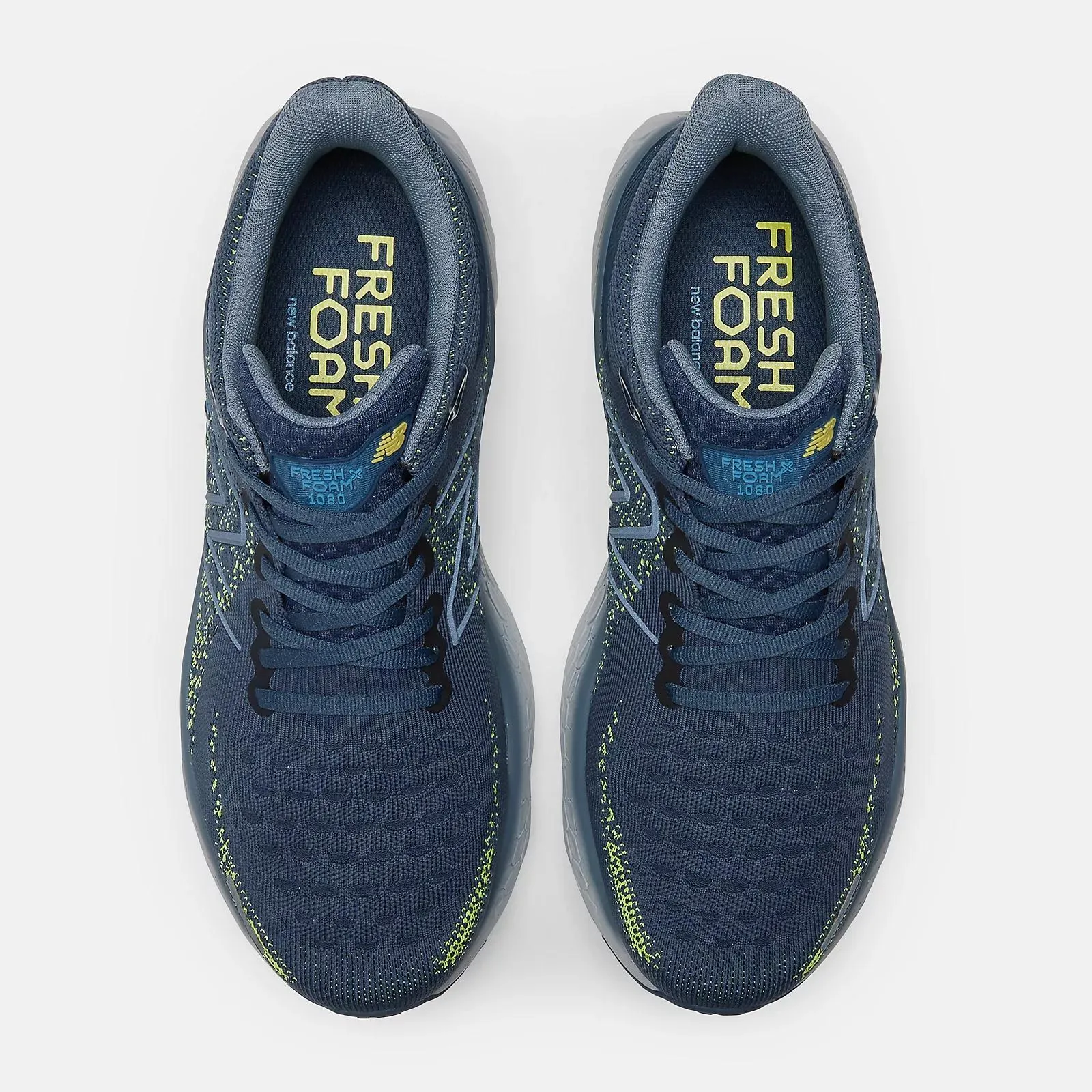 Continuous Flex Sole Tuned Rocker Sole New Balance Men's Fresh Foam X 1080v12 (Vintage Indigo/Cosmic Pineapple)