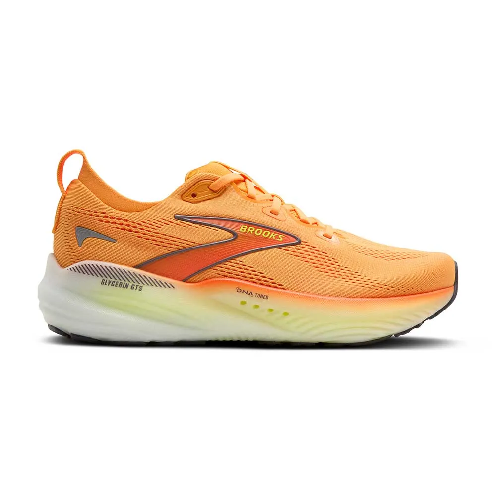 Contoured Footbridge adventure running shoe allure Men's Glycerin GTS 22 Running Shoe - Orange/Nightlife/White - Regular (D)