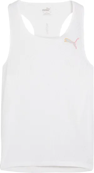 Puma Run Ultraspun Mens Running Vest - White Durable Reinforced Edges Quick - Response