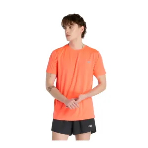 New Balance Men's Sport Essentials Short Sleeved Tee in Urgent Red AW25 Fade Resistant Print Seam Free Back