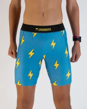 Men's Blue Bolts 8" Half Tights Reflective details Outdoor Running Non See