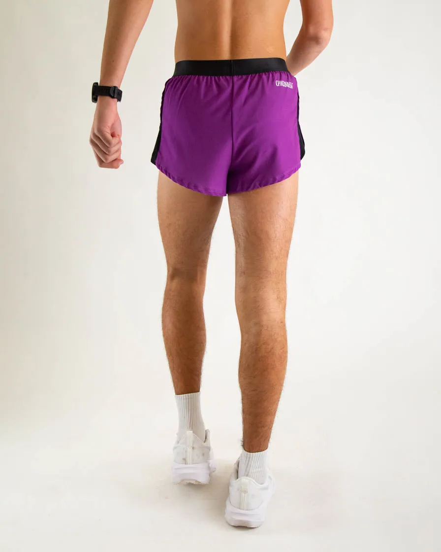 Men's Deep Purple 2" Split Shorts Everyday Fit Simple Mood
