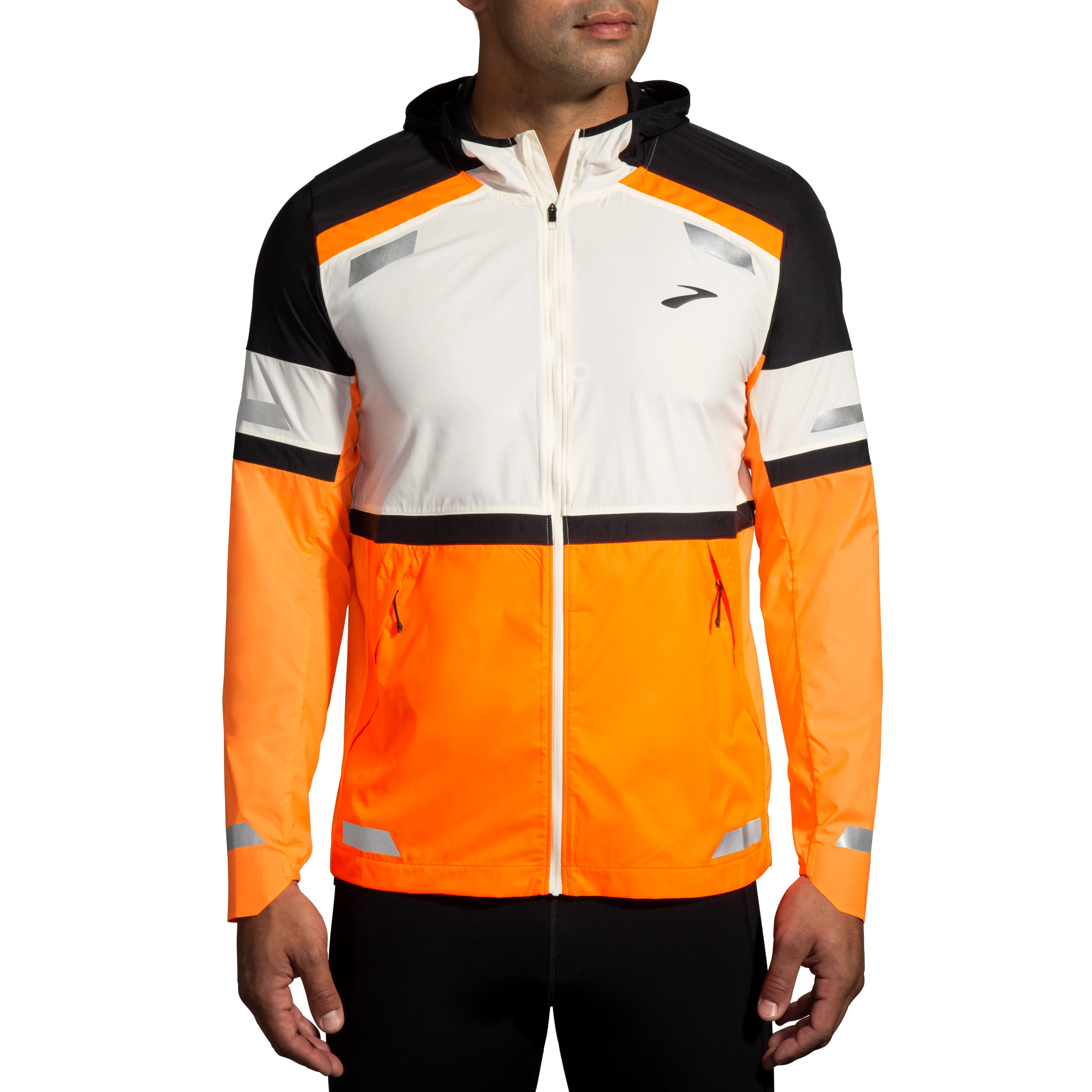 MEN'S RUN VISIBLE JACKET 2.0 - 167 ECRU/FLUORO FLASH/BLACK Fast Paced