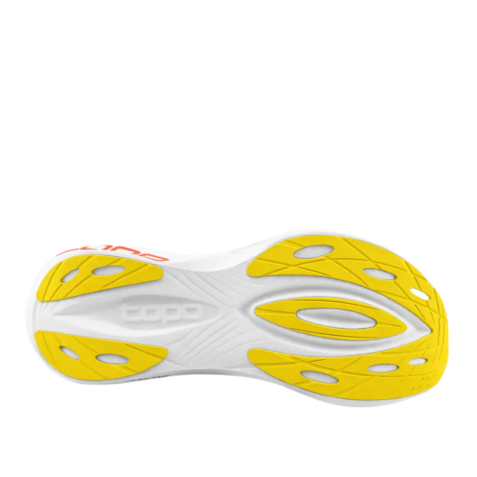 Topo Men's Specter 2 Running Shoes in White/Sunset SS25 3D Heel Clutch System