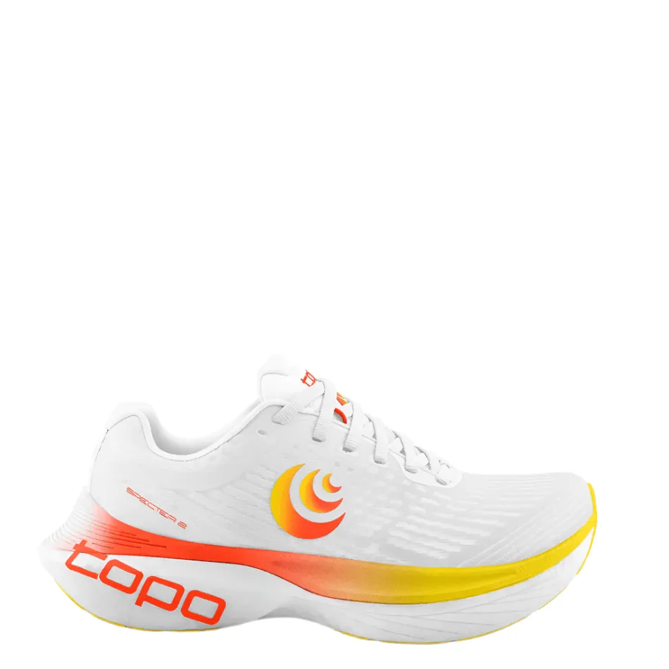 Topo Men's Specter 2 Running Shoes in White/Sunset SS25 Adjustable lacing aesthetic - design shoes