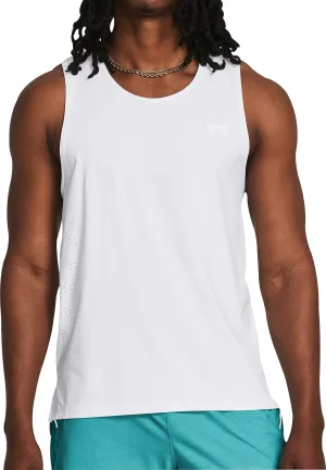 Under Armour Launch Elite Mens Running Vest - White Urban Flexible Drop Hem