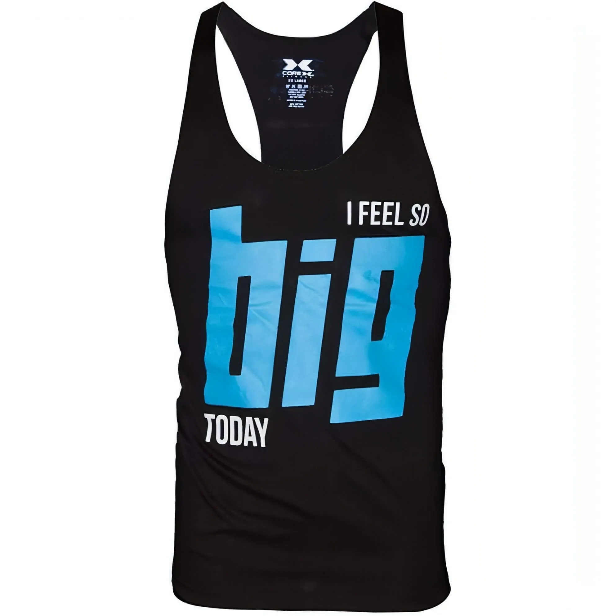 CoreX Fitness I Feel So Big Today Stringer Mens Training Vest - Black Tagless Collar Flexible