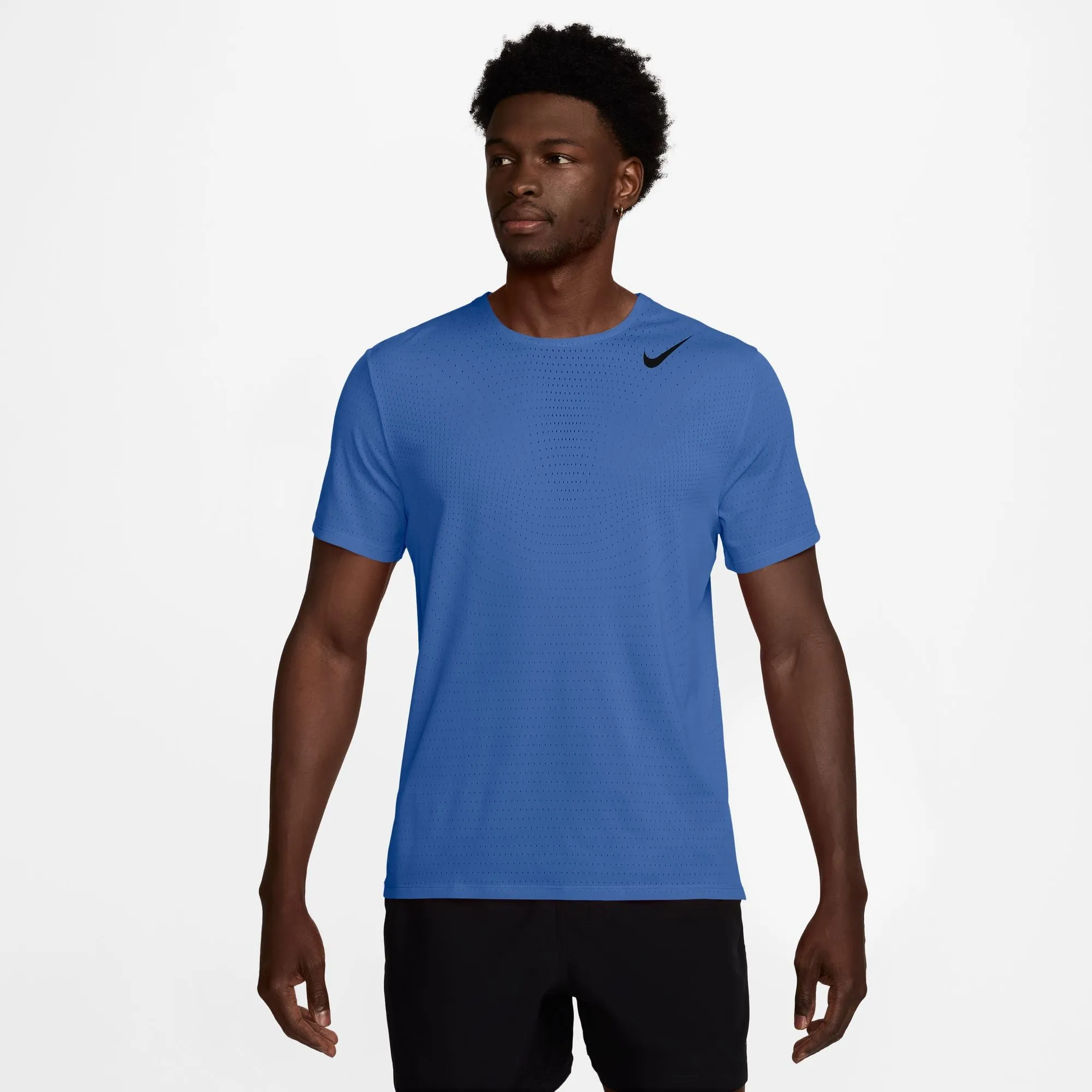 Men's AeroSwift Dri-FIT ADV Short-Sleeve Running Top (411 - Comet Blue/Black) Flexible Waistband Versatile Clothing