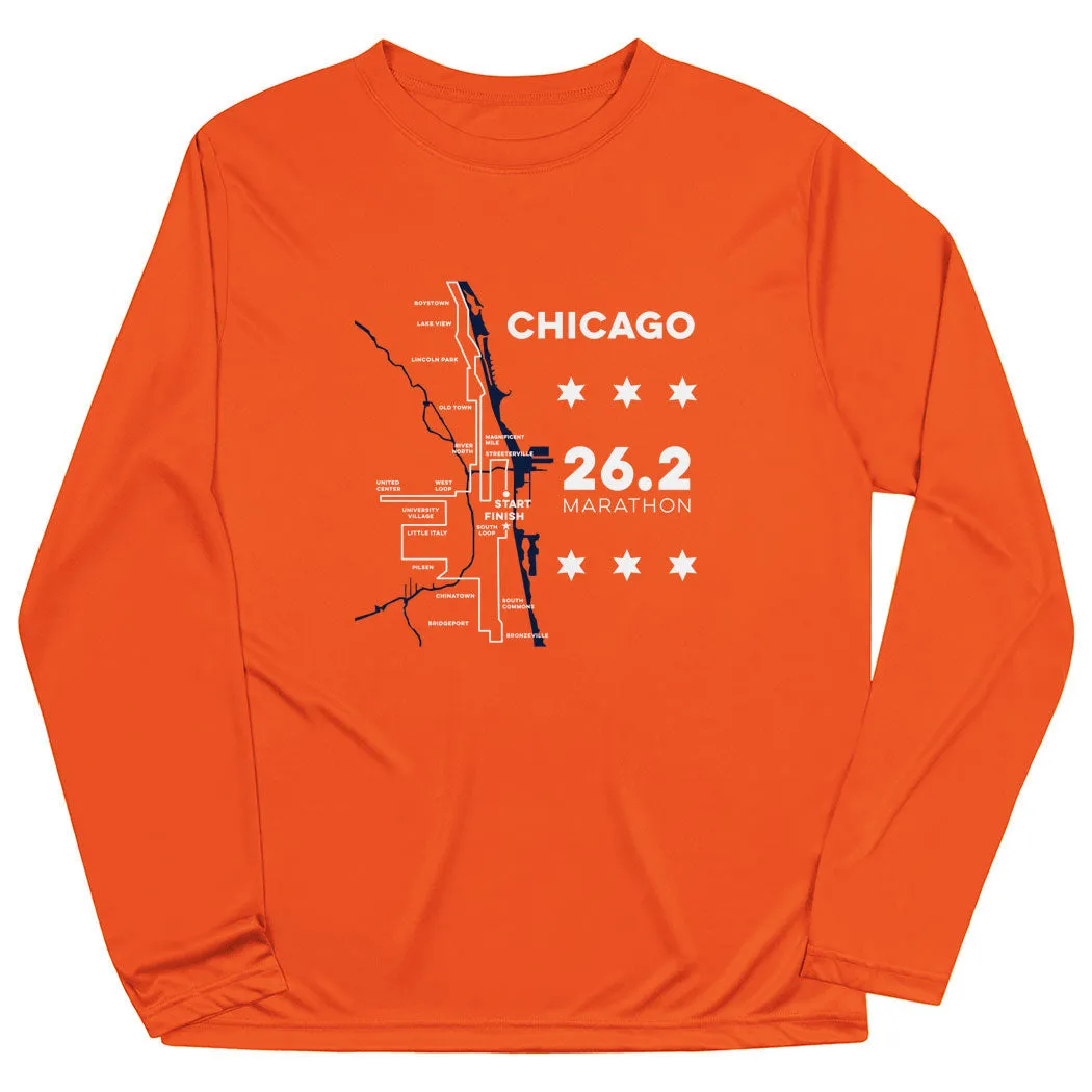 Men's Running Long Sleeve Performance Tee - Chicago Route Comfy and Versatile