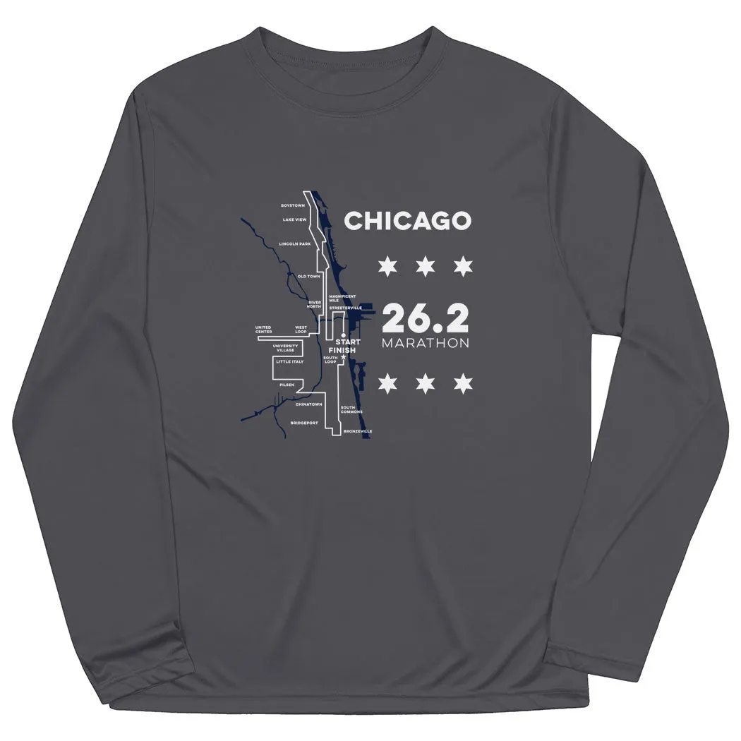 Men's Running Long Sleeve Performance Tee - Chicago Route Easy Wear Style FadeResistant