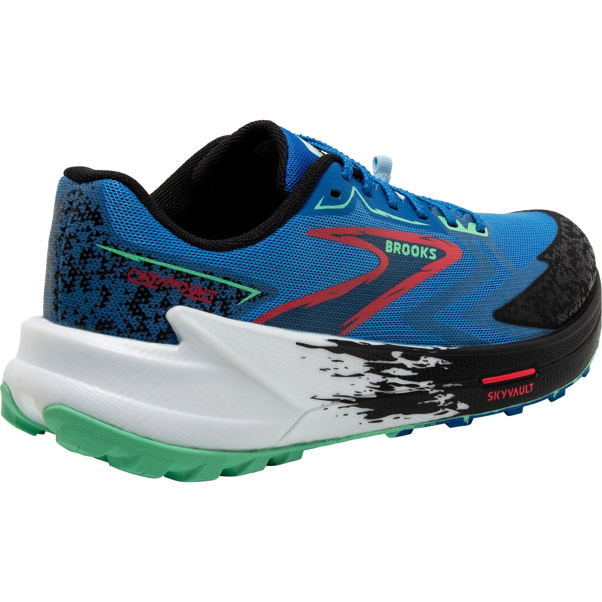 Ultra Cushioned Collar Asymmetric Lacing System Brooks Catamount 3 Mens Trail Running Shoes - Blue