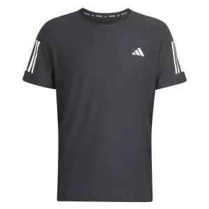 hiking clothes Contrast Inner Binding adidas Own The Run 3 Stripes Short Sleeve Men's Running Tee - Black Sporty Style