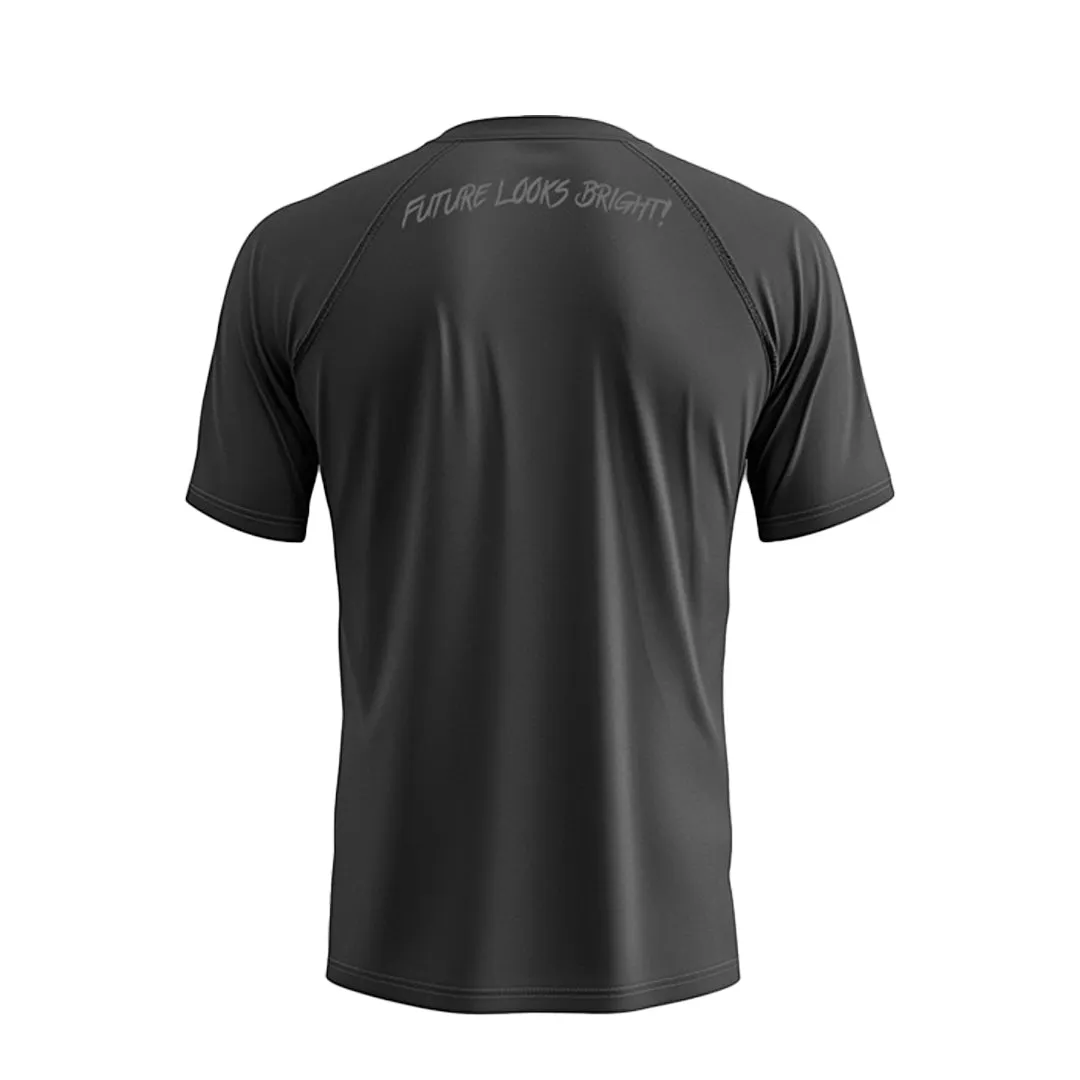 Future Looks Bright Black on Black Performance Short Sleeve T-Shirt Comfy Fit Wear